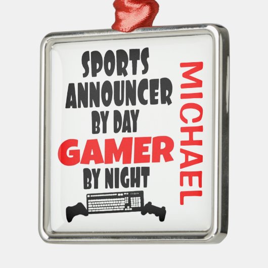 スポーツアナウンサー遊がビデオゲームを愛 メタルオーナメント (左)