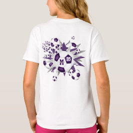 スポーツアパレルのサッカーボールが紫色の白を星に Tシャツ