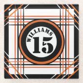 スポーツインスパイアオレンジ&ブラック ガラスコースター (正面)