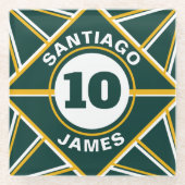 スポーツインスパイアグリーン&イエローガラスコースター ガラスコースター (正面)