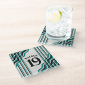 スポーツインスパイアティール（緑がかった色） ガラスコースター (アングル)