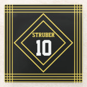 スポーツインスパイアブラック&イエローガラスコースター ガラスコースター (正面)