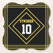 スポーツインスパイアブラック&イエロー紙コースター ペーパーコースター (正面)