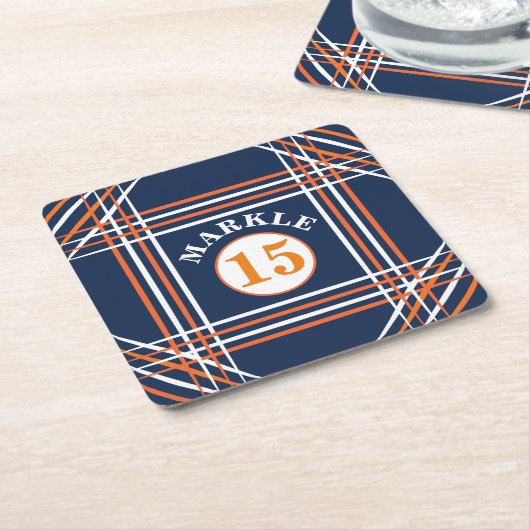 スポーツインスパイアブルーとオレンジのコースター スクエアペーパーコースター (アングル)