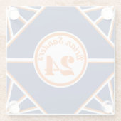 スポーツインスパイアブルー&オレンジのガラスコースター ガラスコースター (裏面)