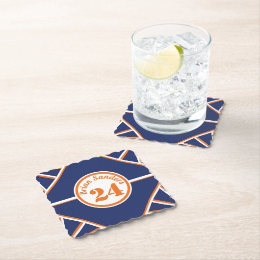 スポーツインスパイアブルー&オレンジ紙コースター ペーパーコースター (インサイチュ)