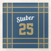 スポーツインスパイアブルー&金ゴールドガラスコースター ガラスコースター (正面)