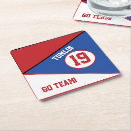 スポーツインスパイアレッド&ブルー紙コースター スクエアペーパーコースター