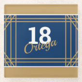 スポーツインスパイア金ゴールド&ブルー ガラスコースター (正面)