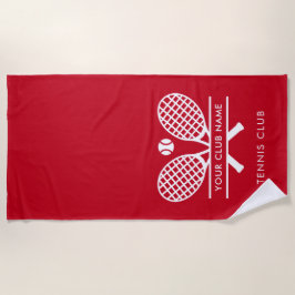スポーツエレガントクラブネームテニスレッドチーム ビーチタオル