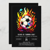 スポーツエレガント印刷用サッカー誕生日 招待状 (正面/裏面)