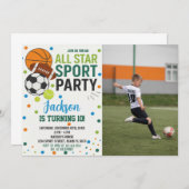 スポーツオールスターズ誕生日招待状 招待状 (正面/裏面)