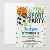 スポーツオールスターズ誕生日招待状 招待状 (正面/裏面)