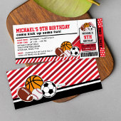 スポーツオールスターチケットパス誕生日招待状 招待状