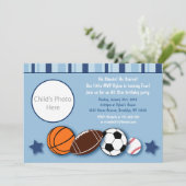 スポーツオールスターフォト誕生日招待状 招待状 (スタンド正面)