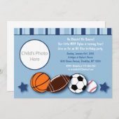 スポーツオールスターフォト誕生日招待状 招待状 (正面/裏面)
