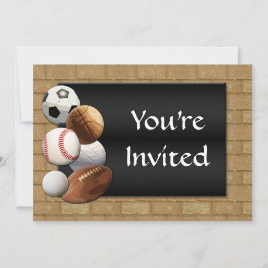 スポーツオールスター、バスケットボール/サッカー/フットボール 招待状 (正面)