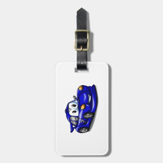 スポーツカおもしろいー漫画|背景色の選択 ラゲッジタグ (正面縦)