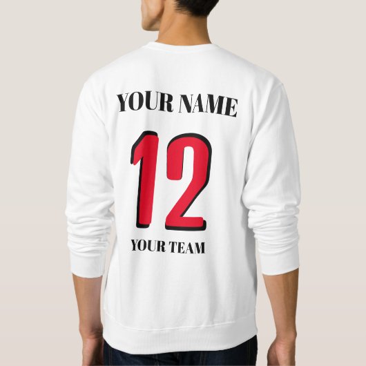 スポーツカスタマイズ名番号アイコンまたはフラグ スウェットシャツ (裏面)