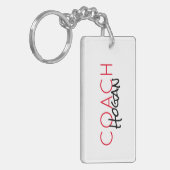 スポーツカスタムコーチ名レッドブラックチームカラー キーホルダー (正面左)