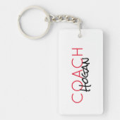 スポーツカスタムコーチ名レッドブラックチームカラー キーホルダー (正面)