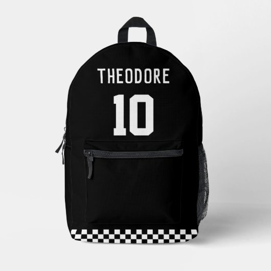 スポーツカスタムパーソナライズされたプレイヤーの名前と番号 プリントバックパック (正面)