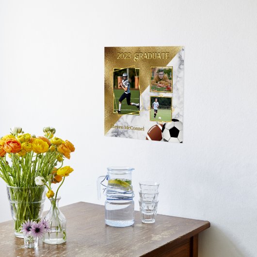 スポーツカスタム写真卒業の思い出 箔ポスター (レイダウン (キッチン))