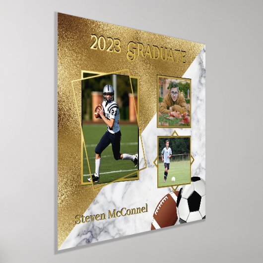 スポーツカスタム写真卒業の思い出 箔ポスター (レイダウン)