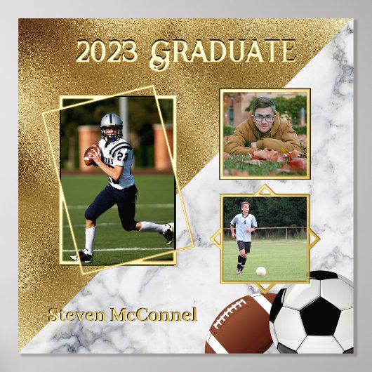 スポーツカスタム写真卒業の思い出 箔ポスター (正面)