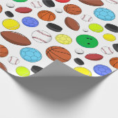 スポーツカラフルボールのランダムパターン ラッピングペーパー (角)