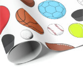 スポーツカラフルボールのランダムパターン ラッピングペーパー (ロールコーナー)