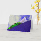 スポーツカーで彼のためのハッピーバースデー カード (黄色い花)