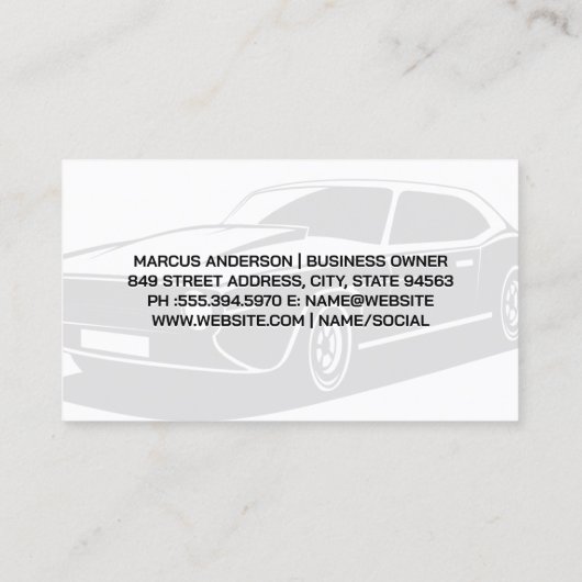 スポーツカーとタイヤ |整備士作業中 名刺 (裏面)