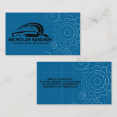 スポーツカーのオートロゴ | 機械ギアブループリント 名刺 (正面/裏面)