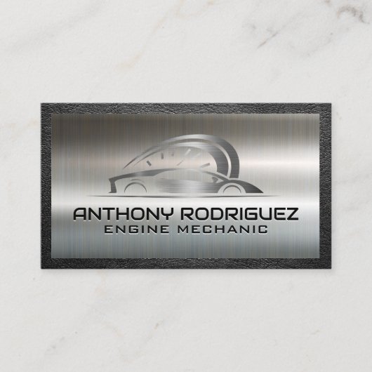 スポーツカーのオートロゴ |金属ブラシ 名刺 (正面)