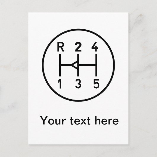 スポーツカーのギアノブ、トランスミッションシフトパターン ポストカード (正面)