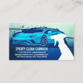 スポーツカーのパワーウォッシュ | ボトルスプレー | 洗車場 名刺 (正面)