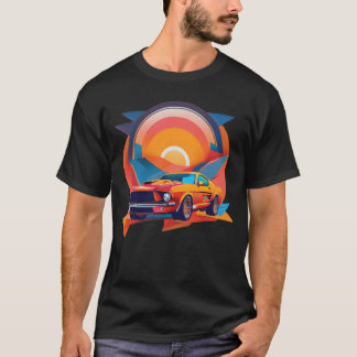 スポーツカーの女の子家族 Tシャツ