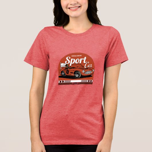 スポーツカーの女性 トライブレンドTシャツ (正面)