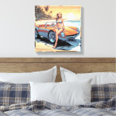 スポーツカーを持つ女の子 キャンバスプリント (インサイチュ (寝室))