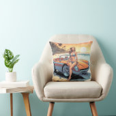 スポーツカーを持つ女の子 クッション (椅子)