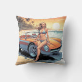 スポーツカーを持つ女の子 クッション (裏面)