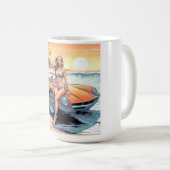 スポーツカーを持つ女の子 コーヒーマグカップ (正面右)