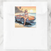 スポーツカーを持つ女の子 スクエアシール (バッグ)