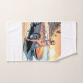 スポーツカーを持つ女の子 バスタオルセット (ハンドタオル)