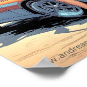 スポーツカーを持つ女の子 ポスター (角)