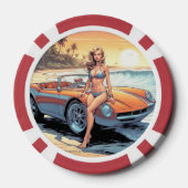 スポーツカーを持つ女の子 ポーカーチップ (裏面)