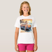 スポーツカーを持つ女の子 Tシャツ (正面フル)