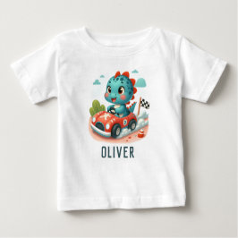 スポーツカーを運転するかわいいレーサーDINO ベビーTシャツ