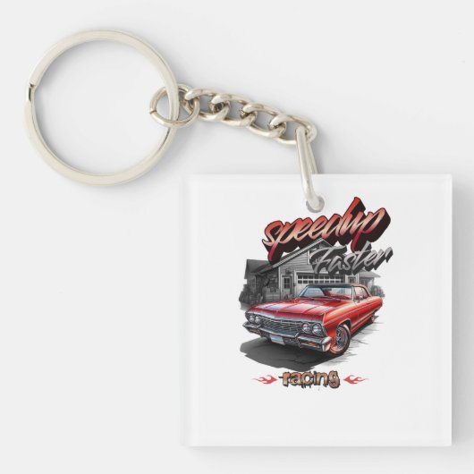スポーツカーイラストレーション キーホルダー (正面)